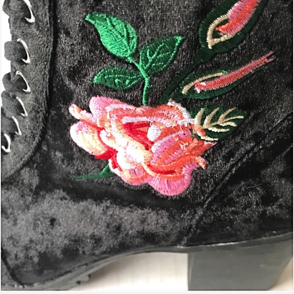 RESTOCKED Cutest Crushed Velvet Floral Bootie sold - Picture 4 of 5